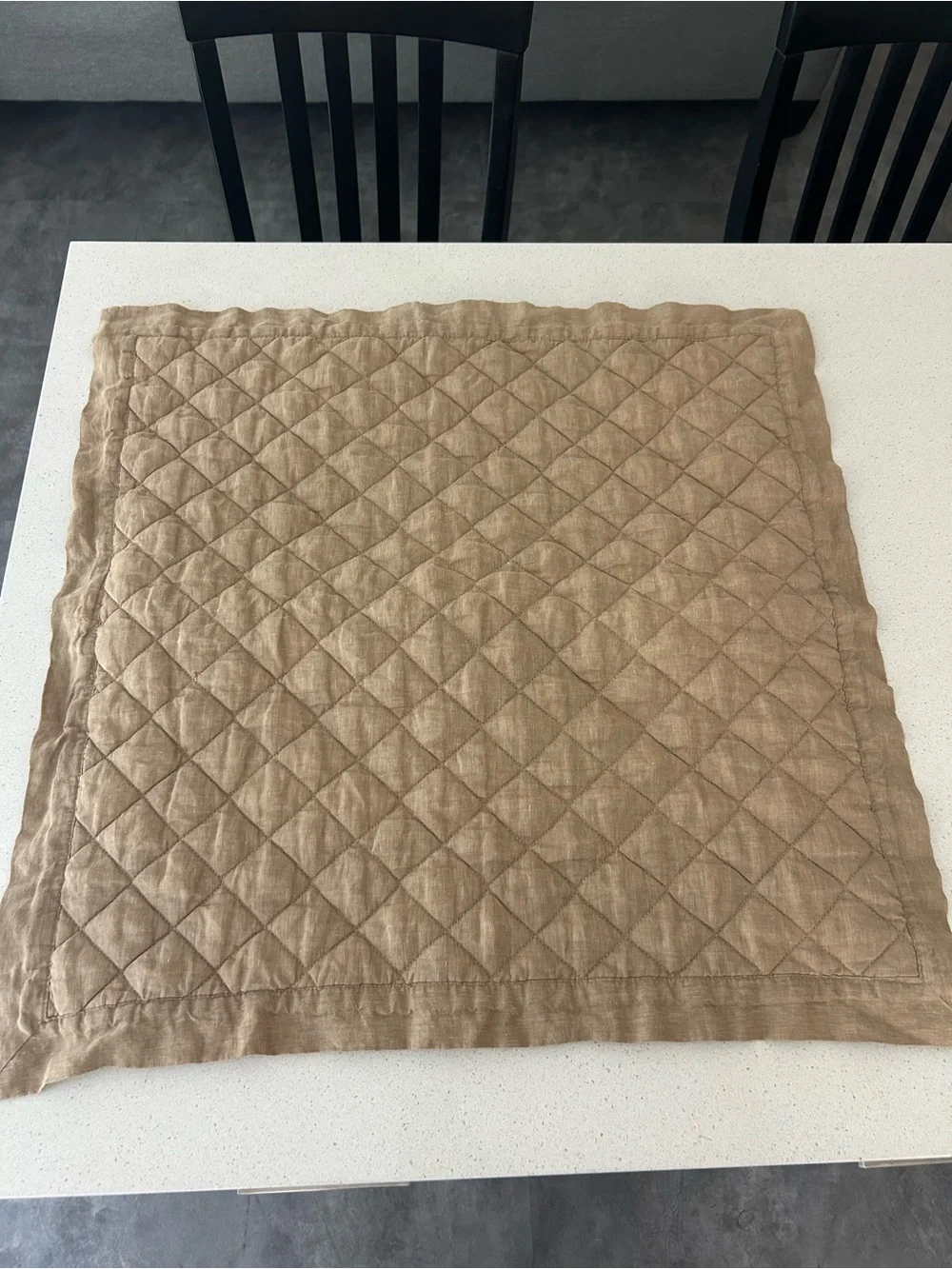 Pottery Barn Belgian Flax Linen Diamond Quilted Sham Euro 1 Sample